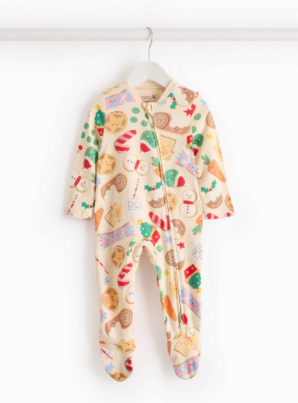 Christmas Food Print Two-Way Zip-Through Sleepsuit 3-6 months